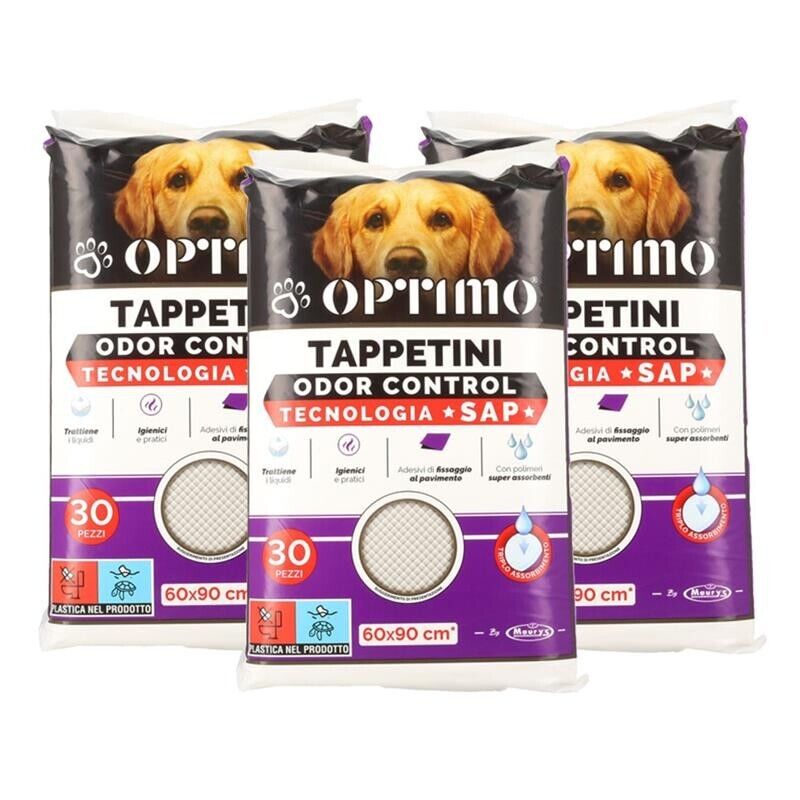 OPTIMO SET 3 TAPPETINI IGIENICI PER ANIMALI 60X90 CM L'UNO TOTALE 90 PZ