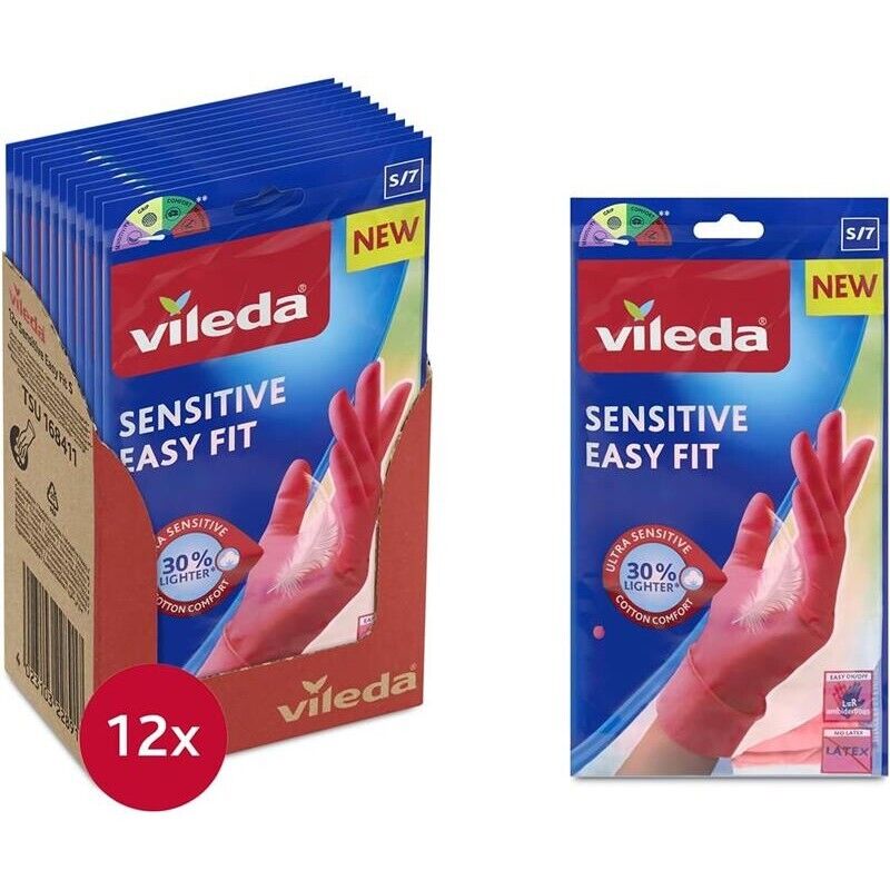 GUANTI VILEDA SET 12 PZ SENSITIVE EASY FIT IN NITRILE TAGLIA S