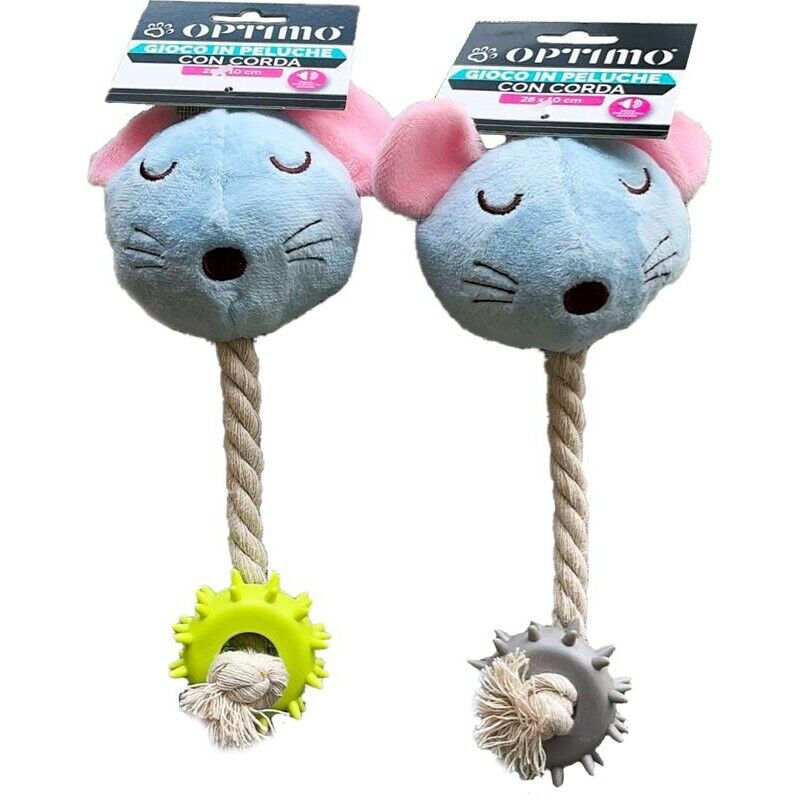 GIOCO DI PELUCHE TOPINO CON CORDA 28X10 CM IDEALE PER CUCCIOLI  OKX