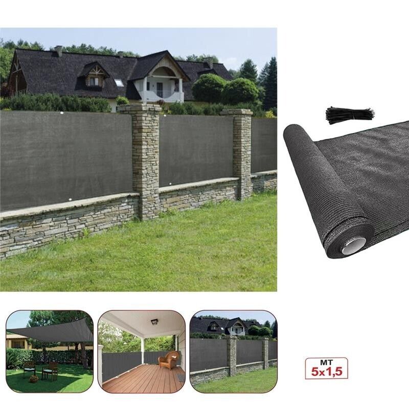 RETE OMBREGGIANTE MT 5X1.5 IDEALE PER OMBREGGIARE IL TUO GIARDINO E TERRAZZO COLOR GRIGIO