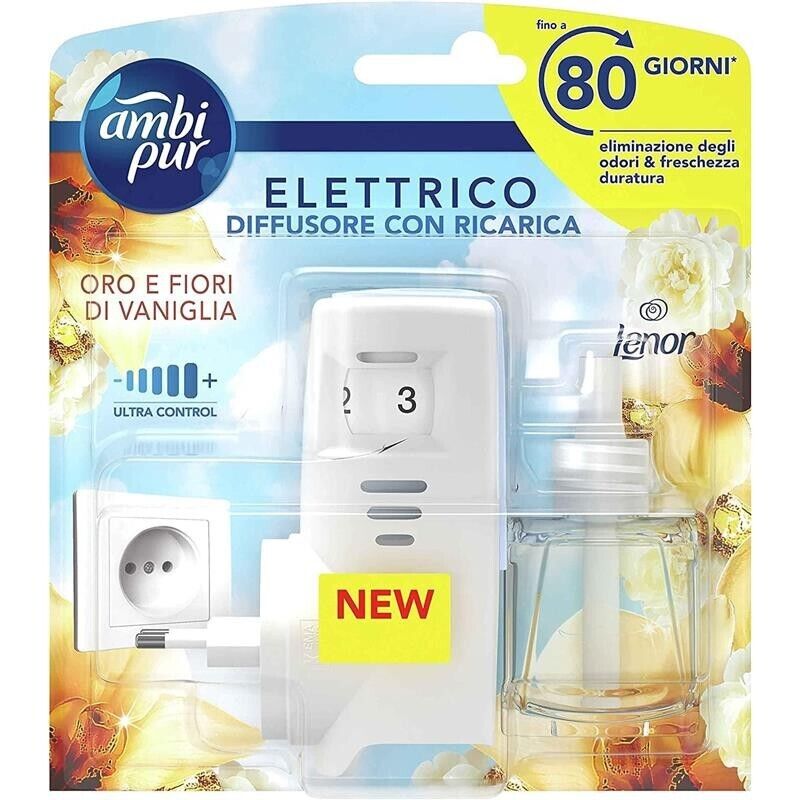AMBIPUR LENOR PROFUMATORE PER AMBIENTE ELETTRICO + RICARICA  20 ML ORO E FIORI DI VANIGLIA