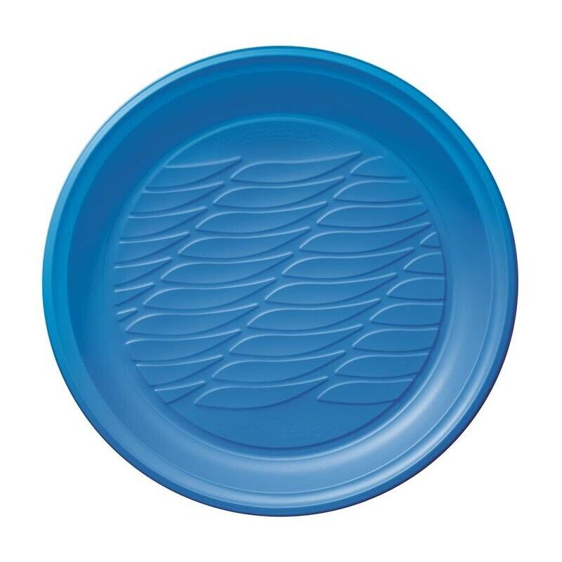 MAURY'S PIATTI PIANI BIOPLASTIC DIAMETRO 21,5 CM 20 PEZZI IN COLORAZIONE AZZURRA