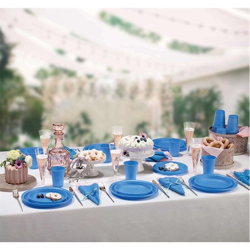 MAURY'S PIATTI PIANI BIOPLASTIC DIAMETRO 21,5 CM 20 PEZZI IN COLORAZIONE AZZURRA