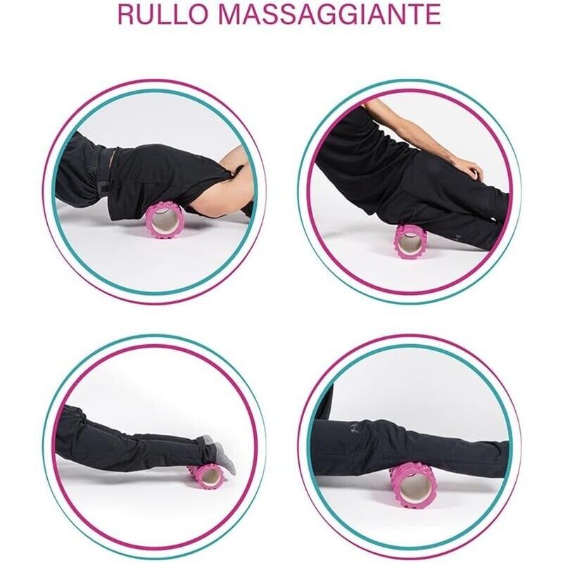 RULLO MASSAGGIANTE PER ESERCIZI E RILASSAMENTO FITLOVER 33X14 CM IN COLORAZIONE ASSORTITA