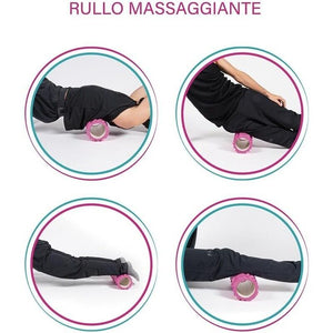 RULLO MASSAGGIANTE PER ESERCIZI E RILASSAMENTO FITLOVER 33X14 CM IN COLORAZIONE ASSORTITA