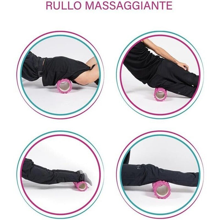 RULLO MASSAGGIANTE PER ESERCIZI E RILASSAMENTO FITLOVER 33X14 CM IN COLORAZIONE ASSORTITA