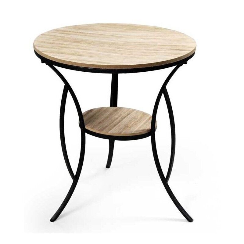 BANGKOK TAVOLINO TONDO DA CAFFÈ CON PIANO IN LEGNO 60X67 CM IN COLORE NERO