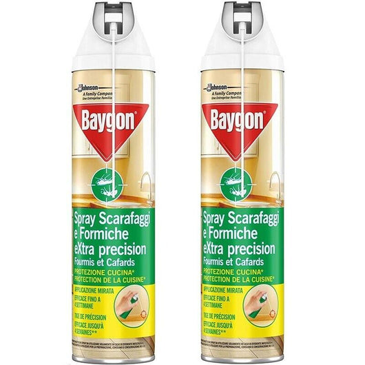 SET 2 CONFEZIONI BAYGON INSETTICIDA SCARAFAGGI E FORMICHE SPRAY 400 ML CIASCUNA