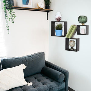 SET 3 PENSILI QUADRATI IN LEGNO DA PARETE IN TRE MISURE CON FINITURA WENGÈ