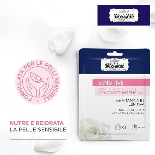 ACQUA ALLE ROSE MASCHERA VISO IN TESSUTO IDRATANTE INTENSIVA SENSITIVE ADATTA A PELLI SENSIBILI