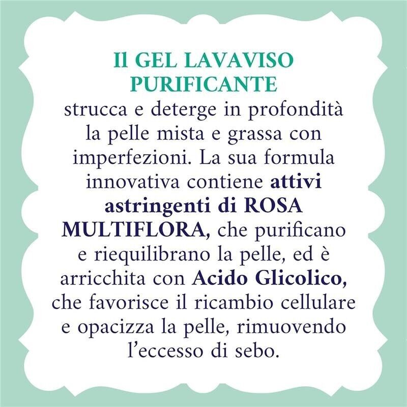 ACQUA ALLE ROSE GEL DETERGENTE VISO PURIFICANTE ROSA MULTIFLORA PER PELLI MISTE O CON IMPERFEZIONI 200 ML
