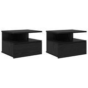 Set di 2 Comodini | Armadio da Notte | Mobiletto da notte flottante Rovere Nero 40 x 31 x 28 cm