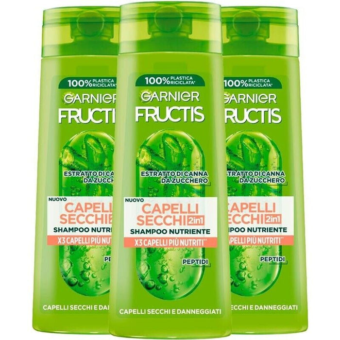 GARNIER FRUCTIS SET 3 PZ SHAMPOO 250 ML L'UNO PER CAPELLI SECCHI E DANNEGGIATI 2IN1 NUTRIENTE X3 CAPELLI PIU NUTRITI