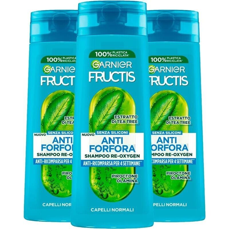GARNIER FRUCTIS 3 PZ SHAMPOO 250 ML L'UNO ANTI FORFORA PER 4 SETTIMANE RE-OXYGEN CAPELLI NORMALI