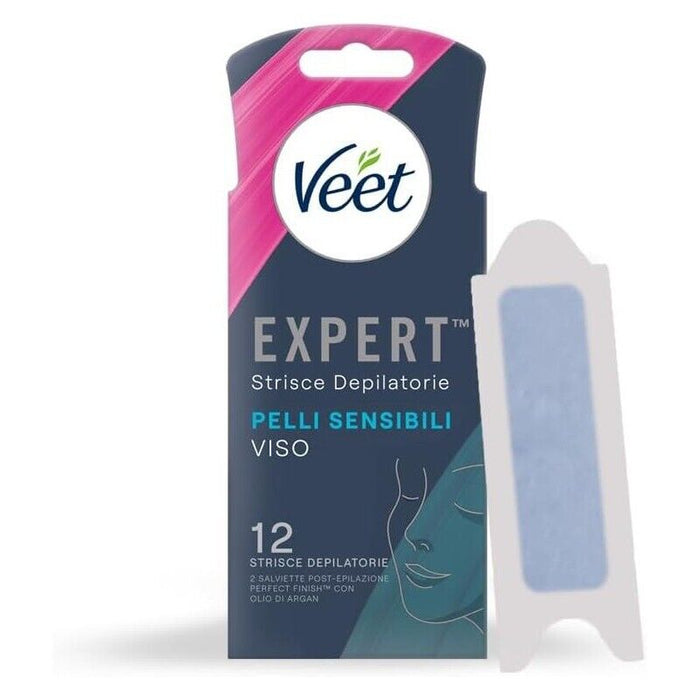 VEET EXPERT STRISCE DEPILATORIE VISO PER PELLI SENSIBILI 36 STRISCE + 6 SALVIETTE POST-EPILAZIONE