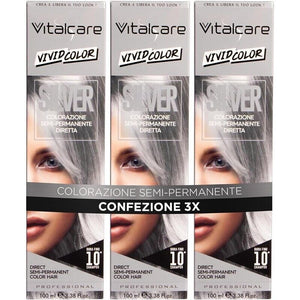 VITALCARE SET 3 PZ TINTA SEMIPERMANENTE PROFESSIONALE PER CAPELLI MORBIDI IDRATATI E LUMINOSI IN COLORE SILVER