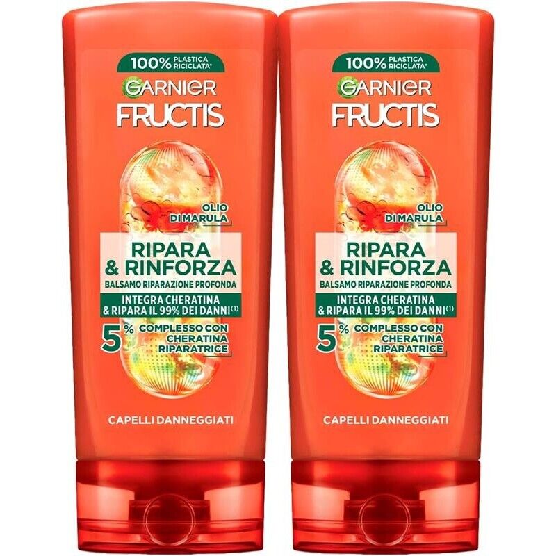 GARNIER FRUCTIS SET 2 CONFEZIONI BALSAMO RIPARA & RINFORZA CAPELLI DANNEGGIATI 200 ML L'UN