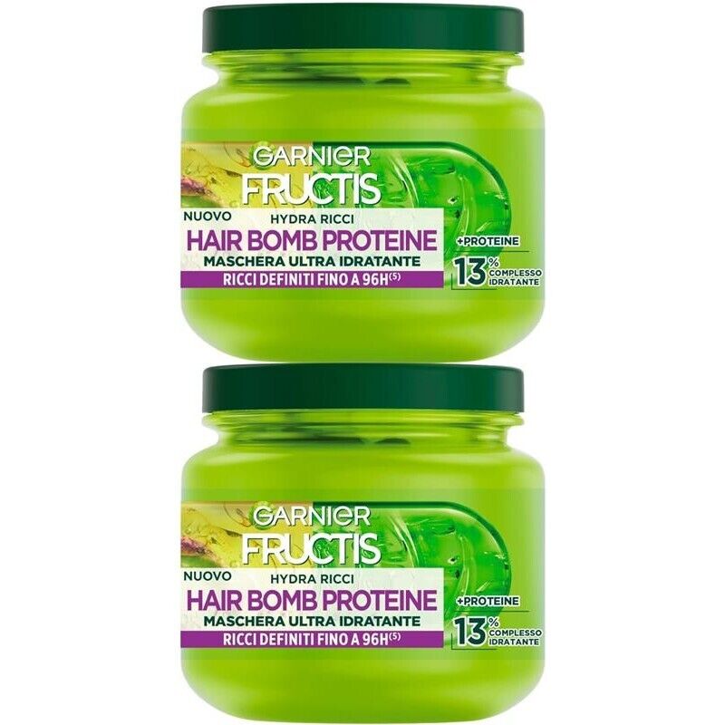 GARNIER FRUCTIS SET 2 PEZZI MASCHERA PER CAPELLI DA MOSSI A RICCI ANTI-CRESPO MORBIDI E LUMINOSI HYDRA RICCI 320 ML L'UNA