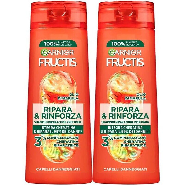 GARNIER FRUCTIS SET 2 SHAMPOO 250 ML L'UNO RIPARA E RINFORZA INTEGRA CHERATINA E RIPARA IL 99% DEI DANNI