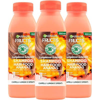GARNIER FRUCTIS SET 3 SHAMPOO HAIR FOODS 350 ML L'UNO CAPELLI LUNGHI E SPENTI ALL'ANANAS