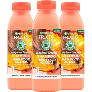 GARNIER FRUCTIS SET 3 SHAMPOO HAIR FOODS 350 ML L'UNO CAPELLI LUNGHI E SPENTI ALL'ANANAS