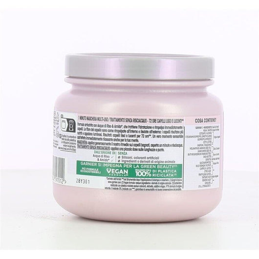 GARNIER ULTRA DOLCE 3 MASCHERE LISCIANTI PER CAPELLI LUNGHI EFFETTO ILLUMINANTE 1 MINUTO DI POSA CON  ACQUA DI RISO 340 ML