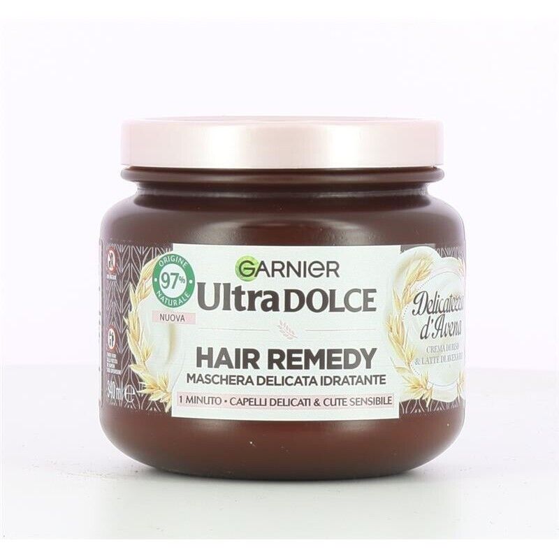 GARNIER ULTRA DOLCE 3 MASCHERE IDRATANTE PER CAPELLI DELICATI E CUTE SENSIBILE CON CREMA DI RISO E LATTE DI AVENA 340 ML
