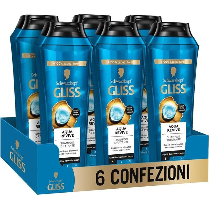 GLISS AQUA REVIVE 6 CONFEZIONI SHAMPOO IDRATANTE 250 ML