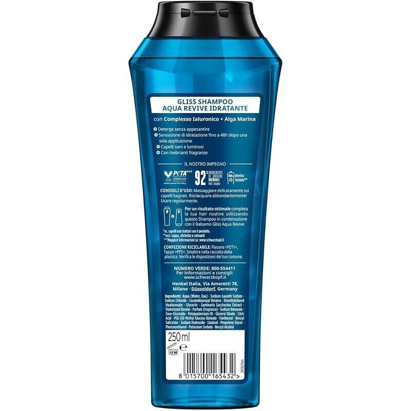 GLISS AQUA REVIVE 6 CONFEZIONI SHAMPOO IDRATANTE 250 ML