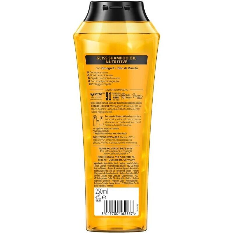 GLISS 6 CONFEZIONI OIL NUTRITIVE SHAMPOO NUTRIENTE 250 ML