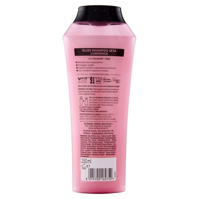 GLISS SET 6 CONFEZIONI SETA LUMINOSA SHAMPOO ILLUMINANTE 250 ML