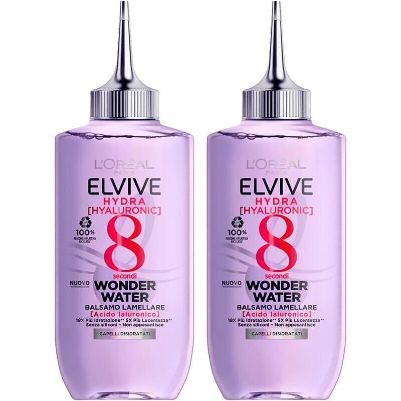 L'ORÉAL PARIS BALSAMO 2 CONFEZIONI LAMELLARE WONDER WATER HYDRA HYALURONIC PER DARE LUCENTEZZA A CAPELLI DISIDRATATI 200 ML