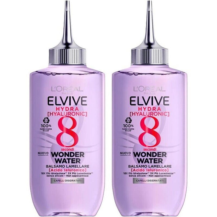 L'ORÉAL PARIS BALSAMO 2 CONFEZIONI LAMELLARE WONDER WATER HYDRA HYALURONIC PER DARE LUCENTEZZA A CAPELLI DISIDRATATI 200 ML