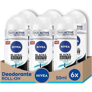 NIVEA SET 6 PZ BLACK & WHITE INVISIBLE FRESH ANTI-PERSPIRANT 50 ML L'UNO