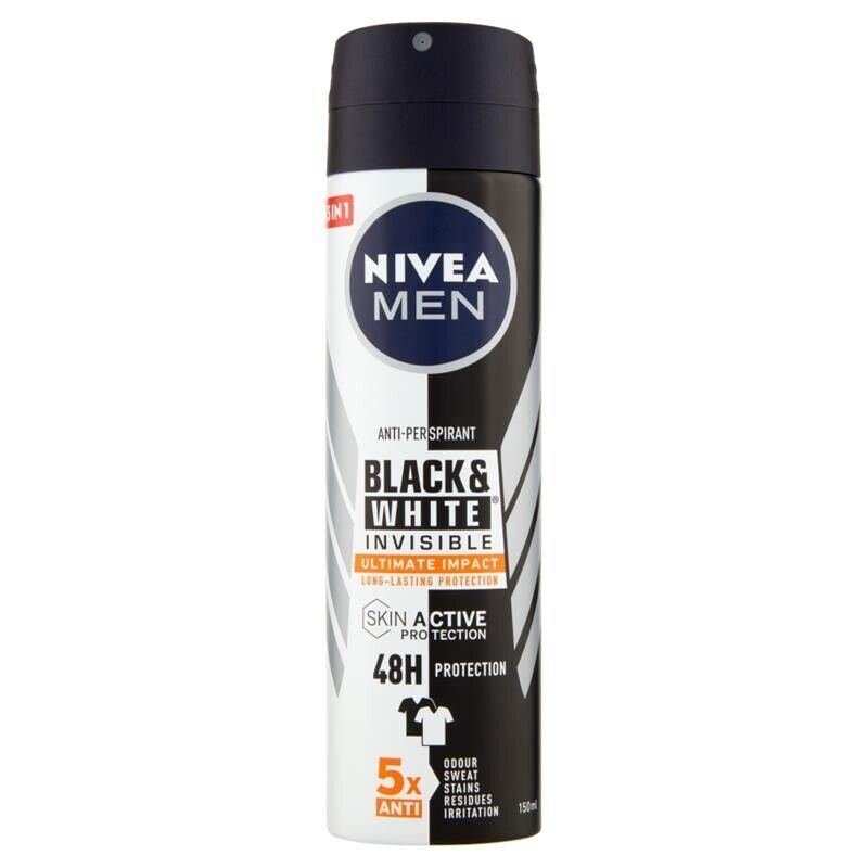NIVEA SET 8 PZ DEODORANTE MEN BLACK & WHITE INVISIBLE ULTIMATE IMPACT 150 ML