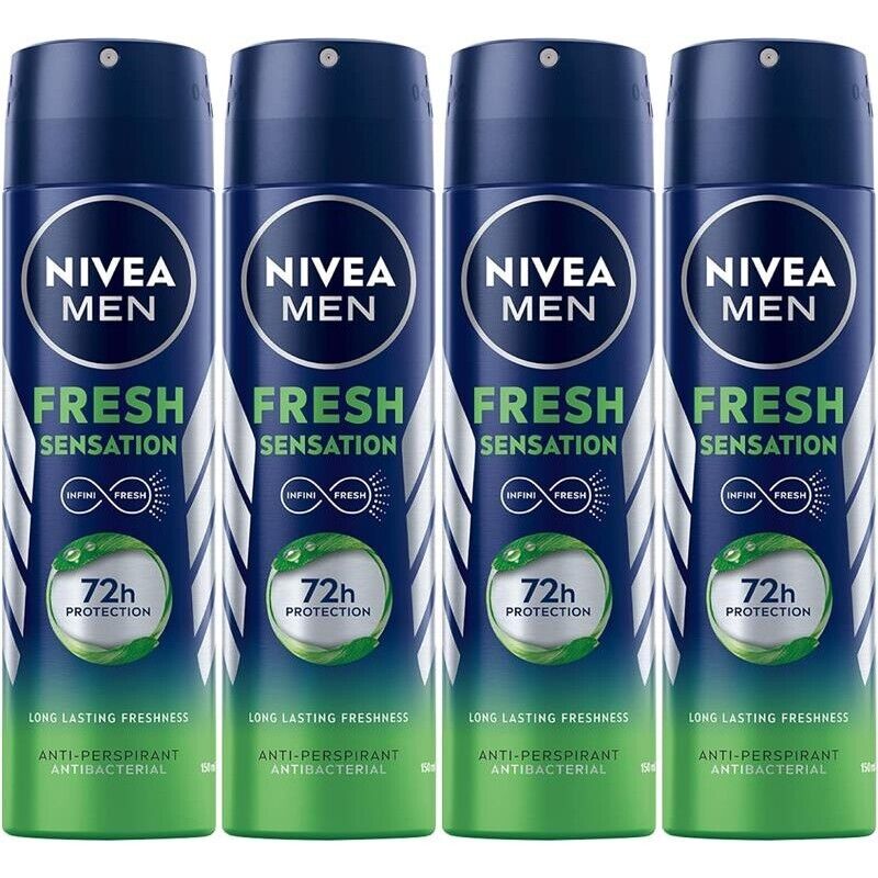 NIVEA MEN SET 4 PZ  DEODORANTE 72H PROTECTION FRESH SENSATION SPRAY 150 ML