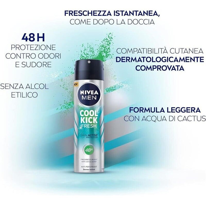 NIVEA SET 6 PZ DEODORANTE SPRAY 150 ML MEN COOL KICK FRESH FINO A 48H