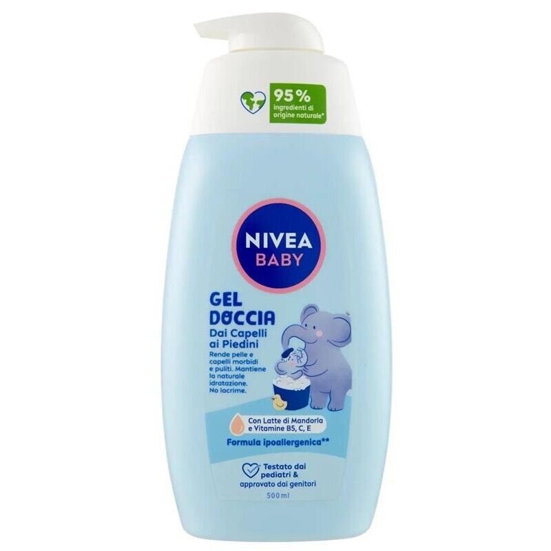 NIVEA SET 5 PZ GEL DOCCIA BABY 500 ML DAI CAPELLI AI PIEDINI