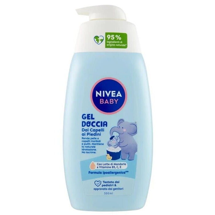 NIVEA SET 5 PZ GEL DOCCIA BABY 500 ML DAI CAPELLI AI PIEDINI