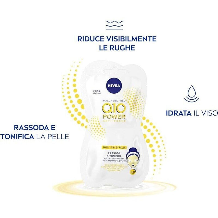 NIVEA 6 PZ TOTALE 12 APPLICAZIONI MASCHERA VISO ANTIRUGHE Q10 DA 7.5 ML L'UNA