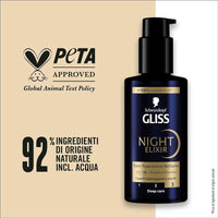 SCHWARZKOPF GLISS NIGHT ELIXIR SIERO RIPARAZIONE NOTTURNA 100 ML CON HAPTIQ SYSTEM ED ESTRATTO DI PERLA NERA