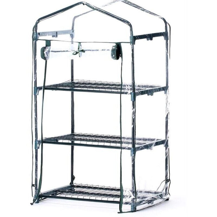 SERRA CON TELO IN PVC APRIBILE 3 RIPIANI E STRUTTURA IN METALLO 69 X 49 X H126CM