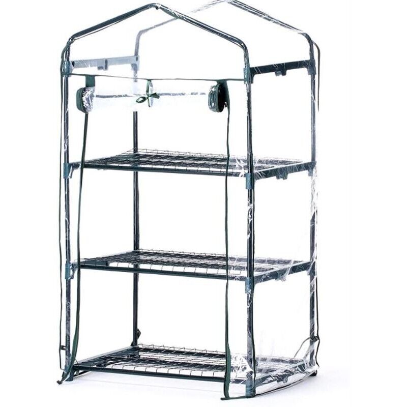 SERRA CON TELO IN PVC APRIBILE 3 RIPIANI E STRUTTURA IN METALLO 69 X 49 X H126CM