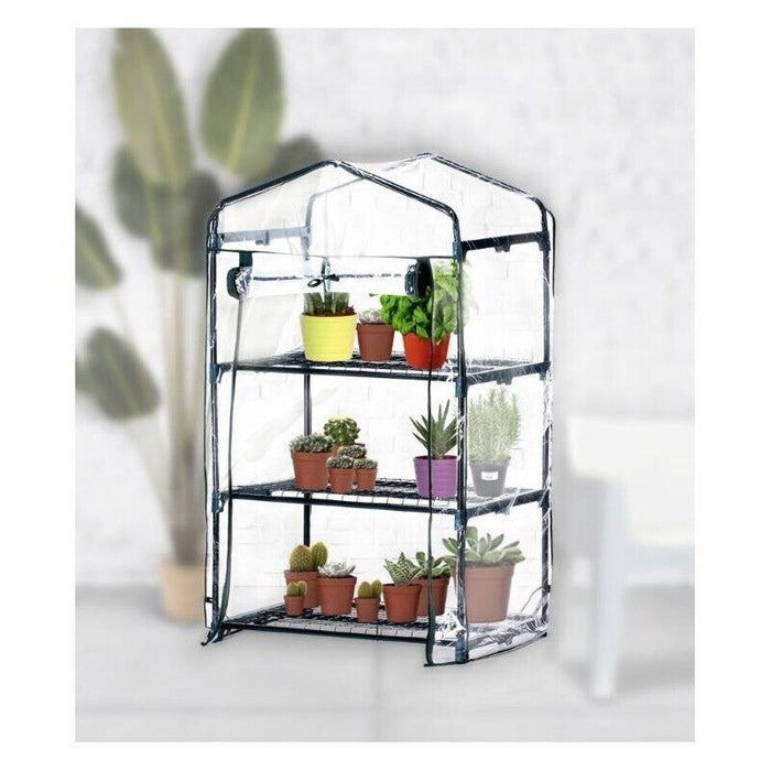 SERRA CON TELO IN PVC APRIBILE 3 RIPIANI E STRUTTURA IN METALLO 69 X 49 X H126CM