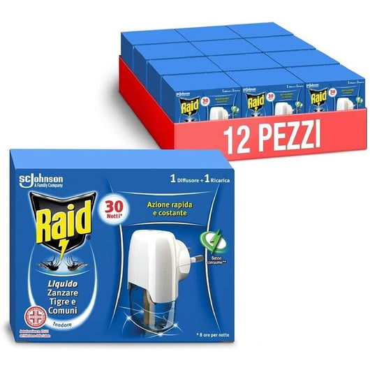 SET 12 RAID DIFFUSORE PIÙ RICARICA LIQUIDO 30 NOTTI