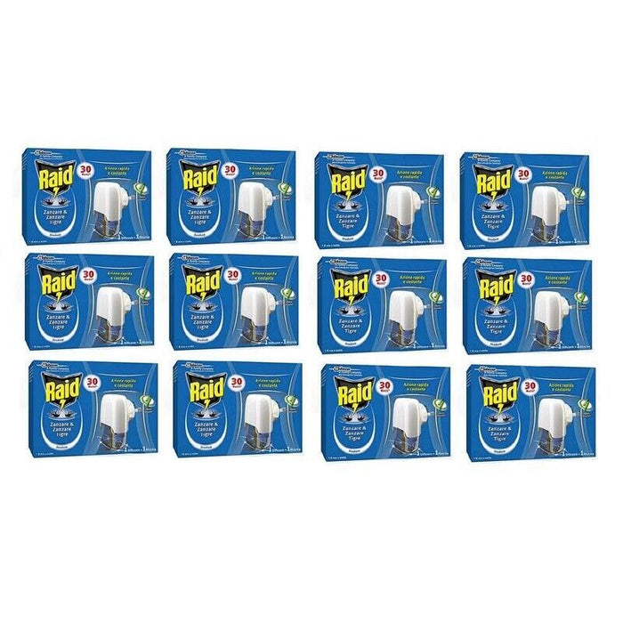 SET 12 CONFEZIONI DI RAID DIFFUSORE PIÙ RICARICA LIQUIDO 30 NOTTI