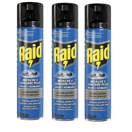 SET 3 RAID SPRAY INSETTICIDA MOSCHE E ZANZARE 400 ML CIASCUNO