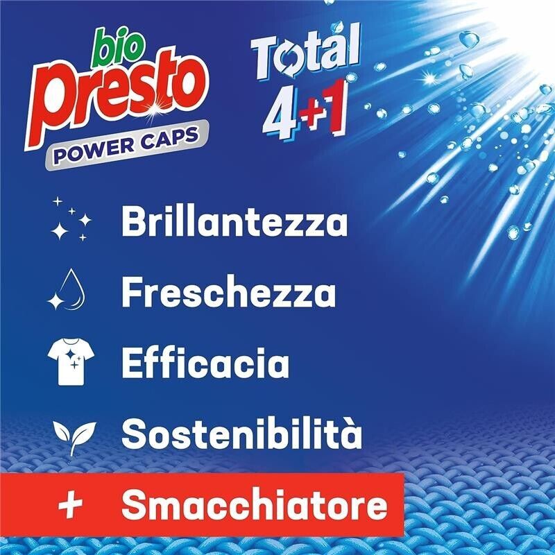 BIO PRESTO POWER CAPS CLASSICO DETERSIVO LAVATRICE PREDOSATO IN CAPSULE CONFEZIONE DA 54 LAVAGGI