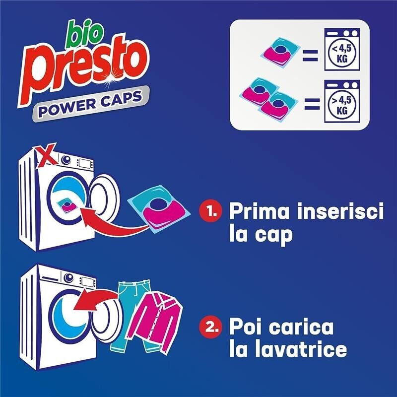 BIO PRESTO POWER CAPS CLASSICO DETERSIVO LAVATRICE PREDOSATO IN CAPSULE CONFEZIONE DA 54 LAVAGGI