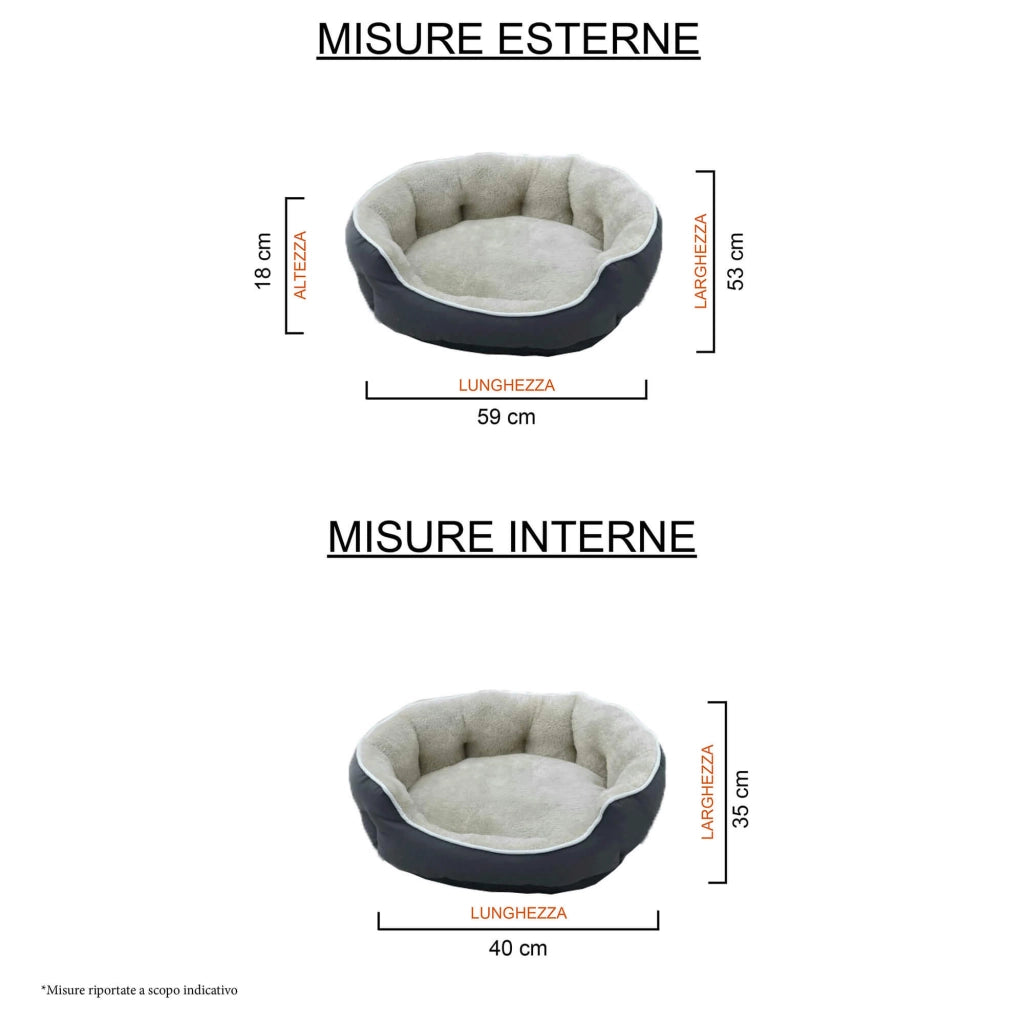 Cuccia Imbottita per Cani e Gatti 48x42x16cm in Poliestere Coccole Panna